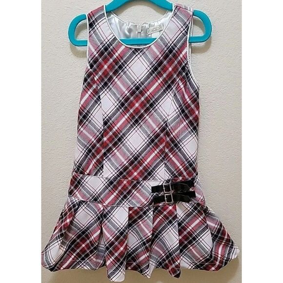 Girls Sz 5 Sleeveless Plaid Lined Pleats Flare Knee Length Dress CHILDRENS PLACE - Picture 1 of 4